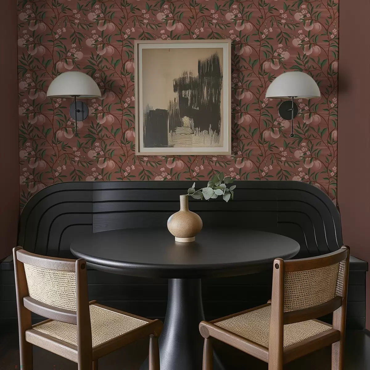 Позадина Брескве на гранама са ружичастим цветом, теракотна земља a00856