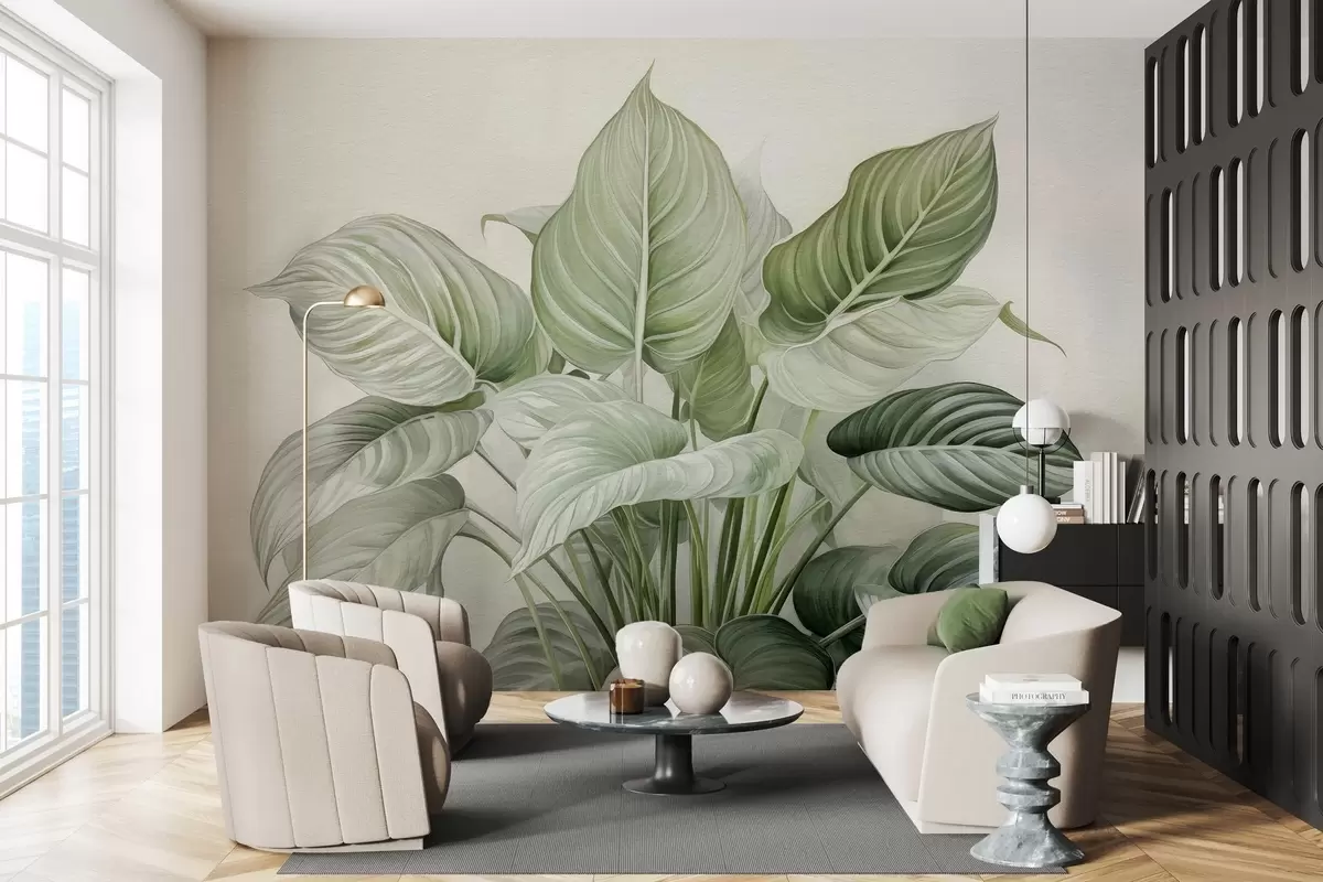 Тапете на зиду Бујни грм зеленог лишћа на зиду w04835у Црној Гори – Uwalls wall murals Бујни грм зеленог лишћа на зиду w04835