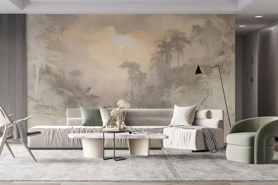 wall murals Стилизована џунгла на зиду w04839