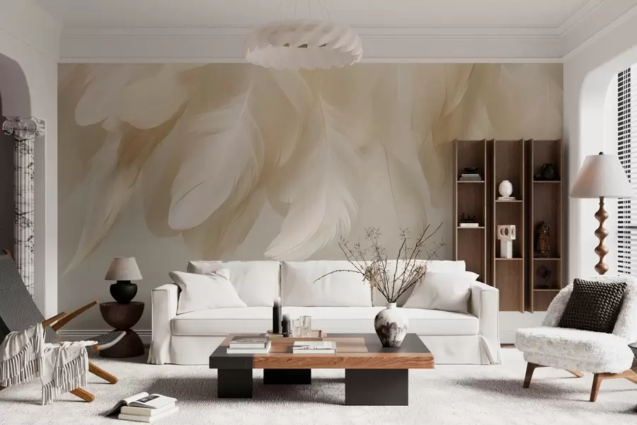 wall murals Бујно и нежно висеће перје у умирујућим тоновима w04842