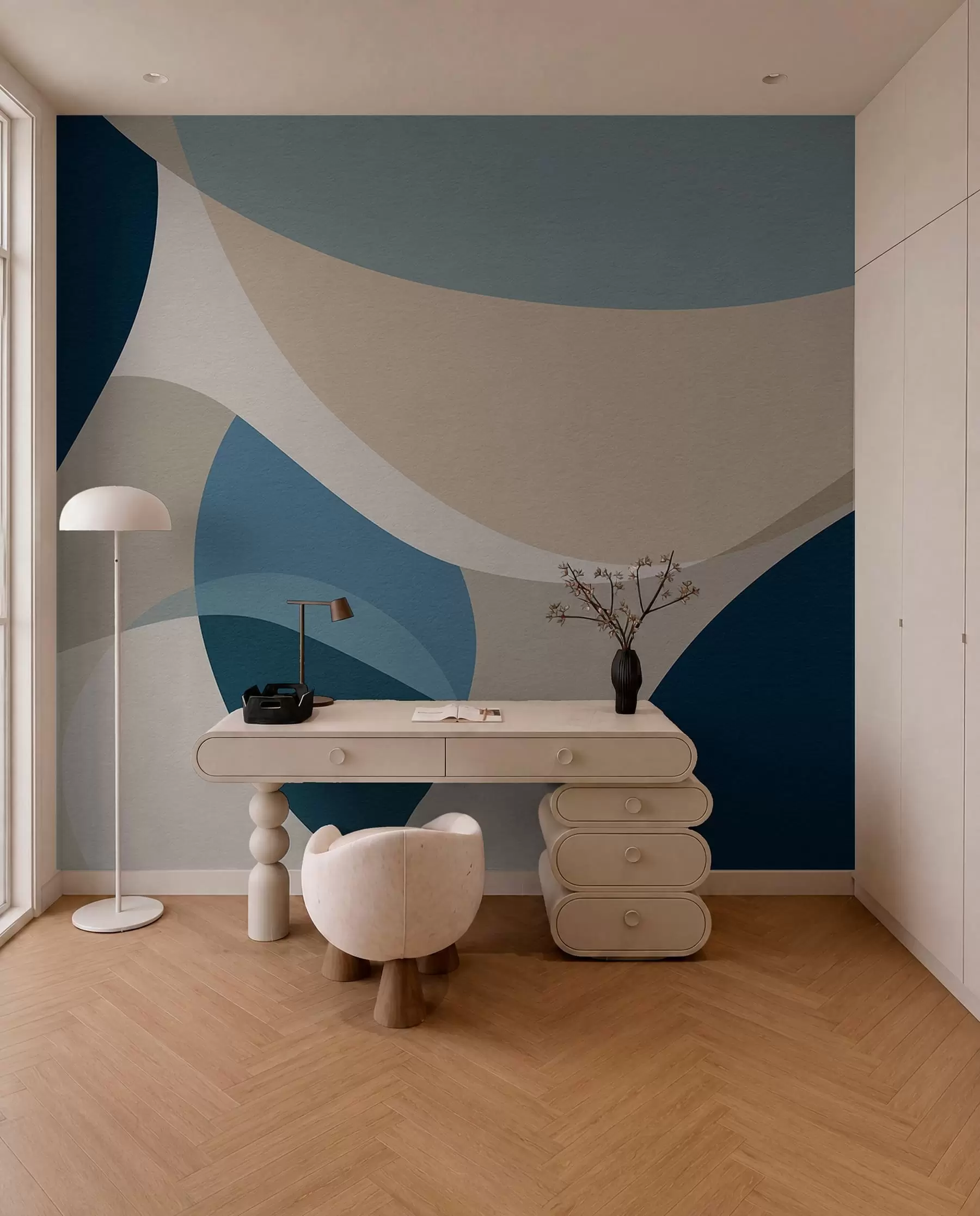 wall murals Plave krive u ravnoteži w04843