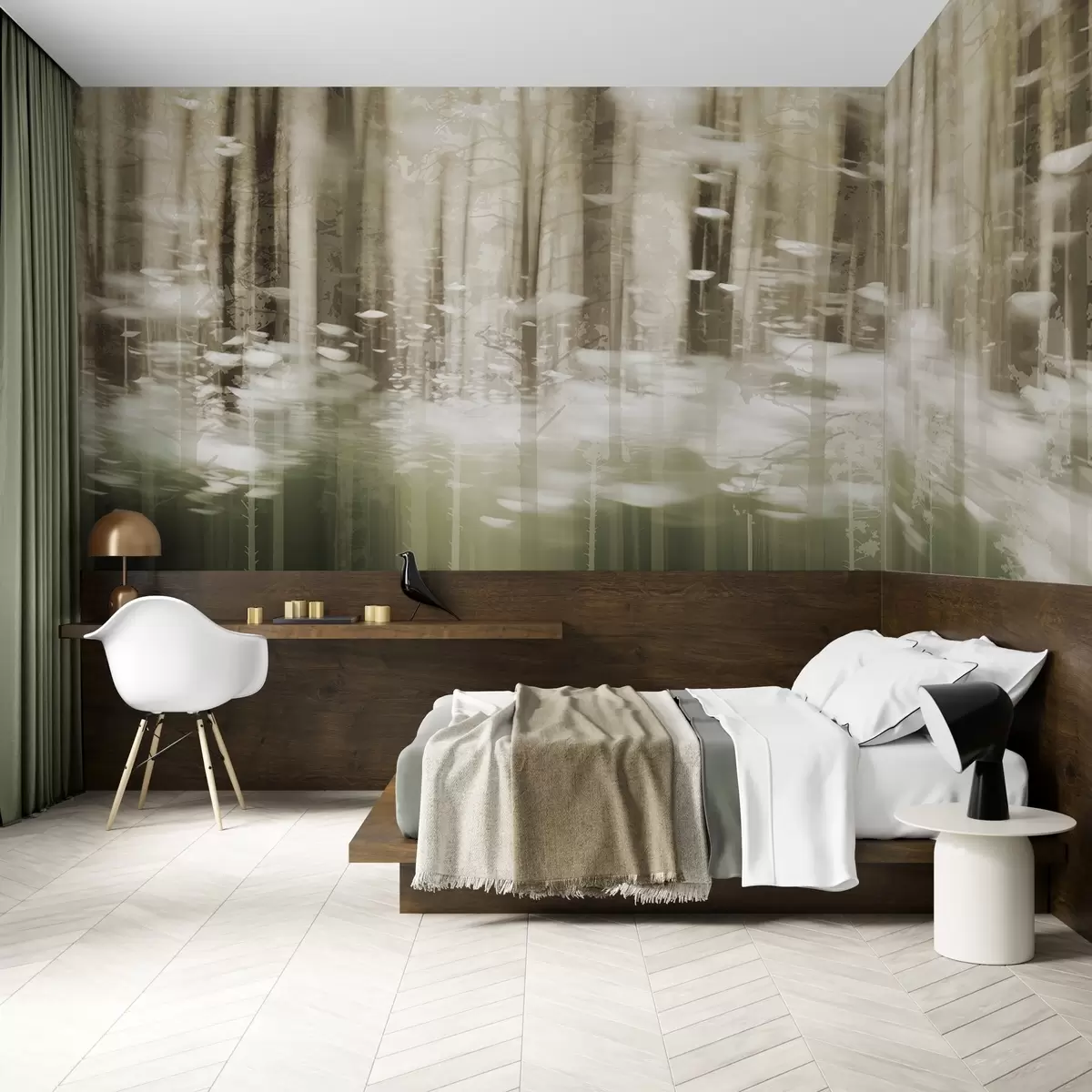 wall murals Стилизована стабла дрвећа у пастелним бојама w04844