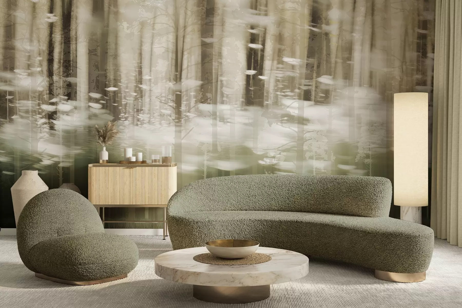 Тапете на зиду Стилизована стабла дрвећа у пастелним бојама w04844у Црној Гори – Uwalls wall murals Стилизована стабла дрвећа у пастелним бојама w04844