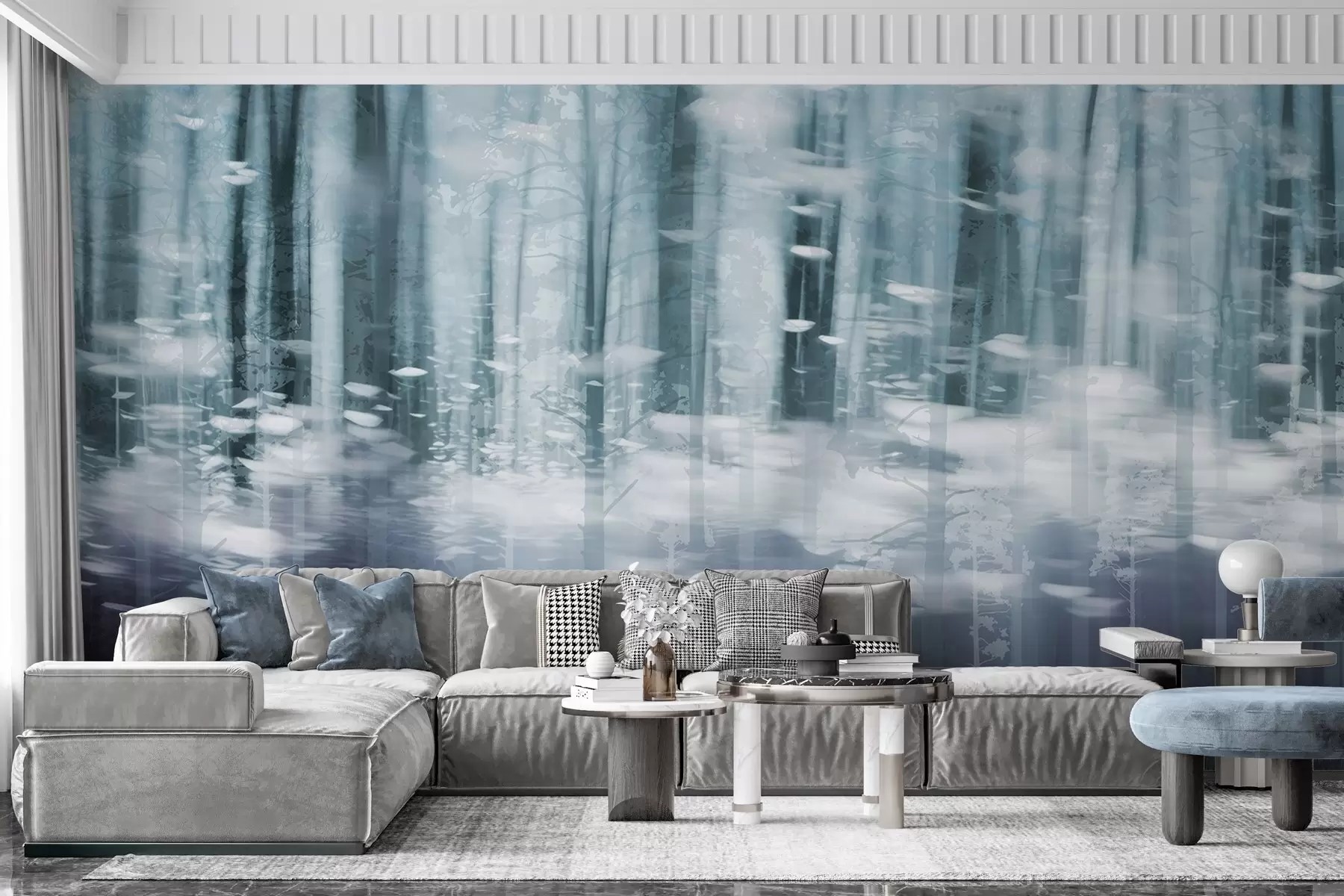 wall murals Стилизована стабла дрвећа у пастелним бојама w04844v1