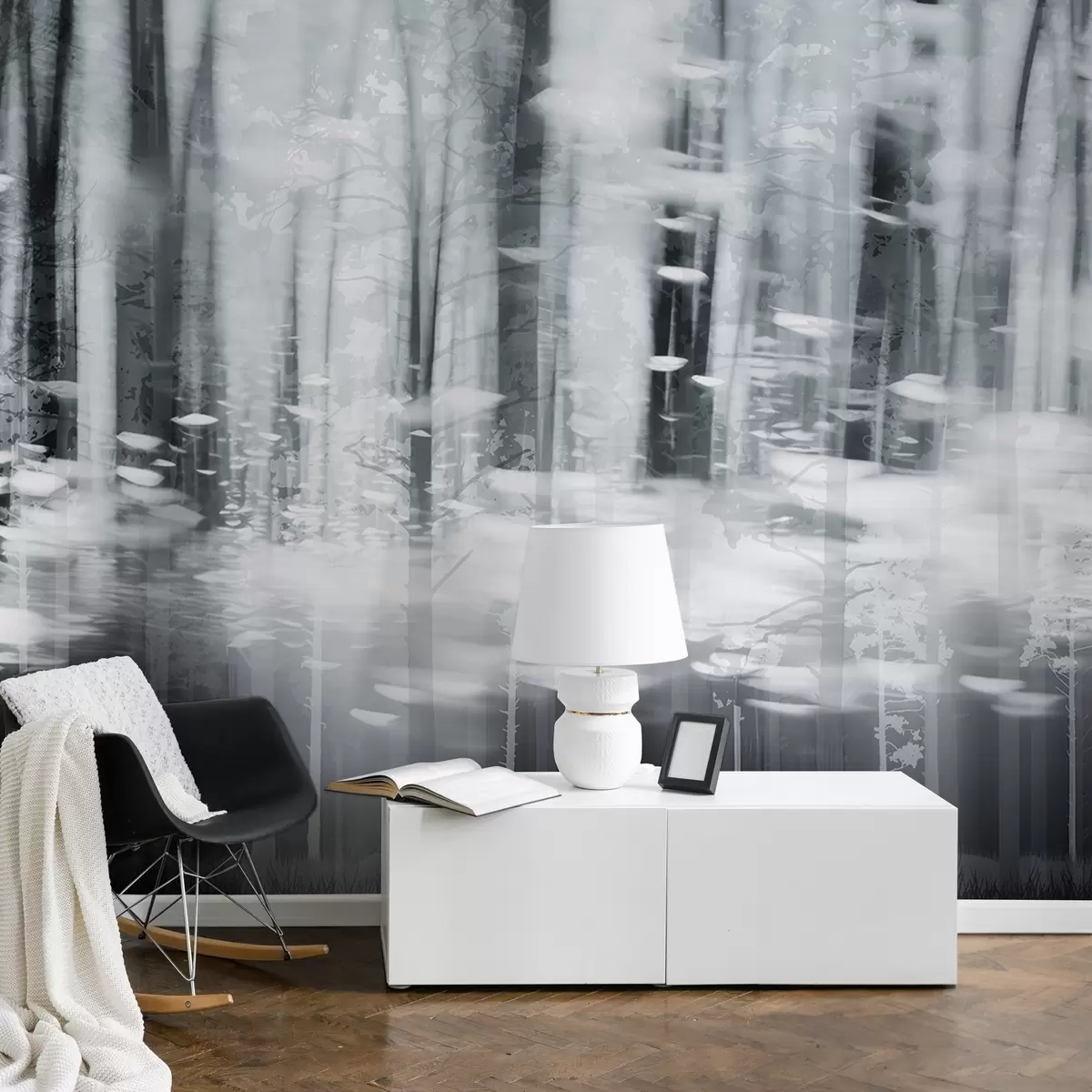 wall murals Стилизована стабла дрвећа у пастелним бојама w04844v2