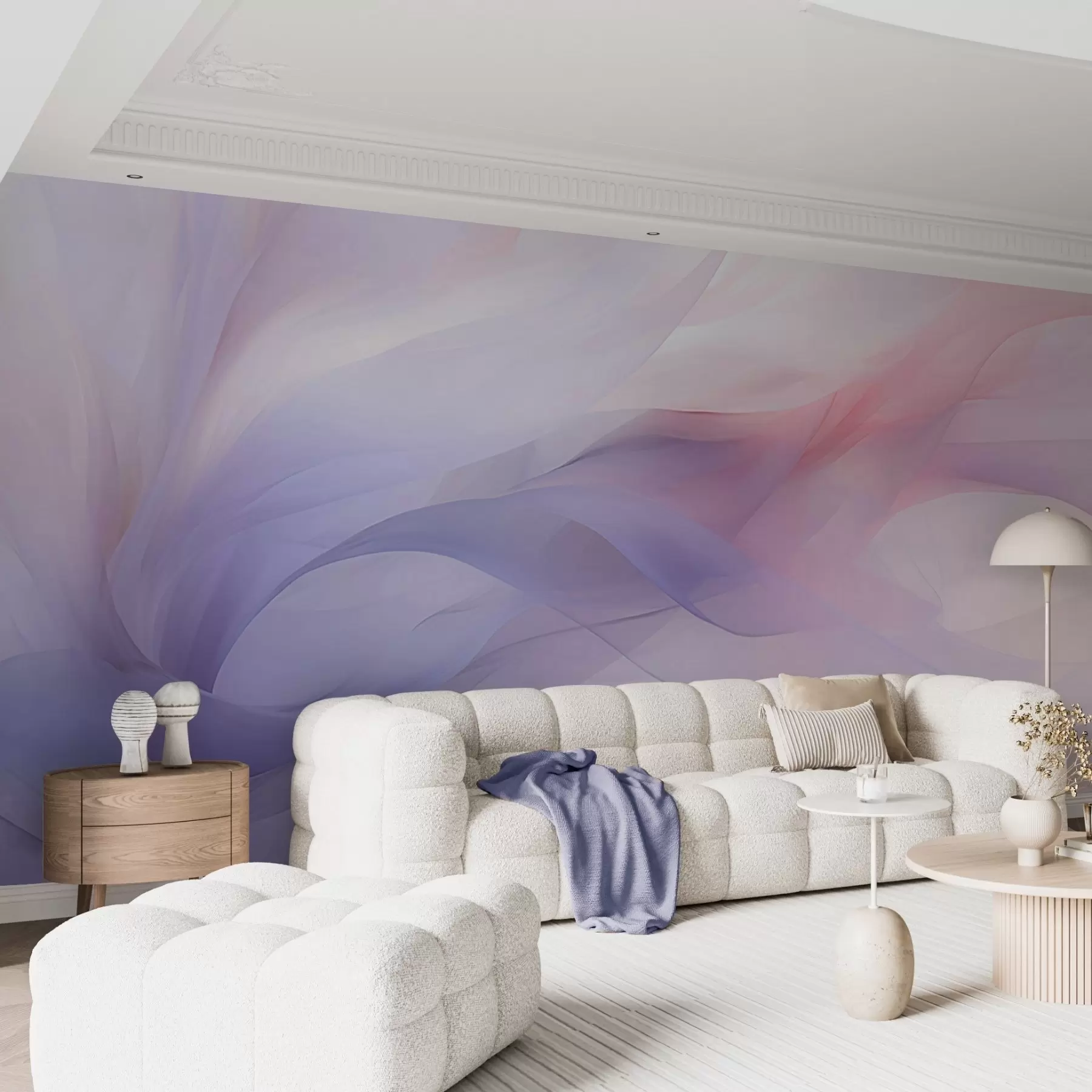 wall murals Меки апстрактни таласи у плавим и ружичастим тоновима w09508