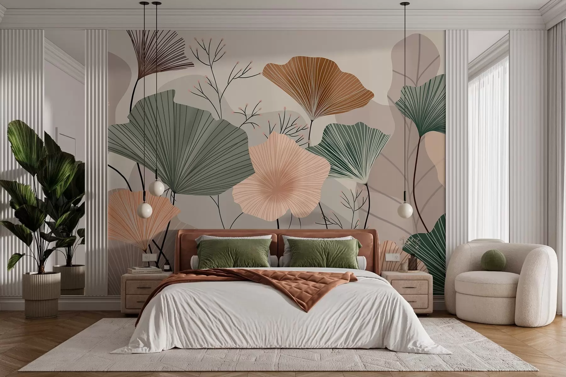wall murals стилски листови лотоса w04815