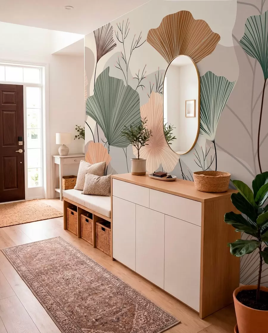 wall murals стилски листови лотоса w04815