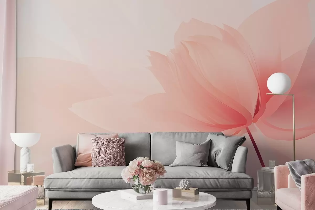 wall murals Велики цвет у нежним бресквасто-ружичастим тоновима w09356