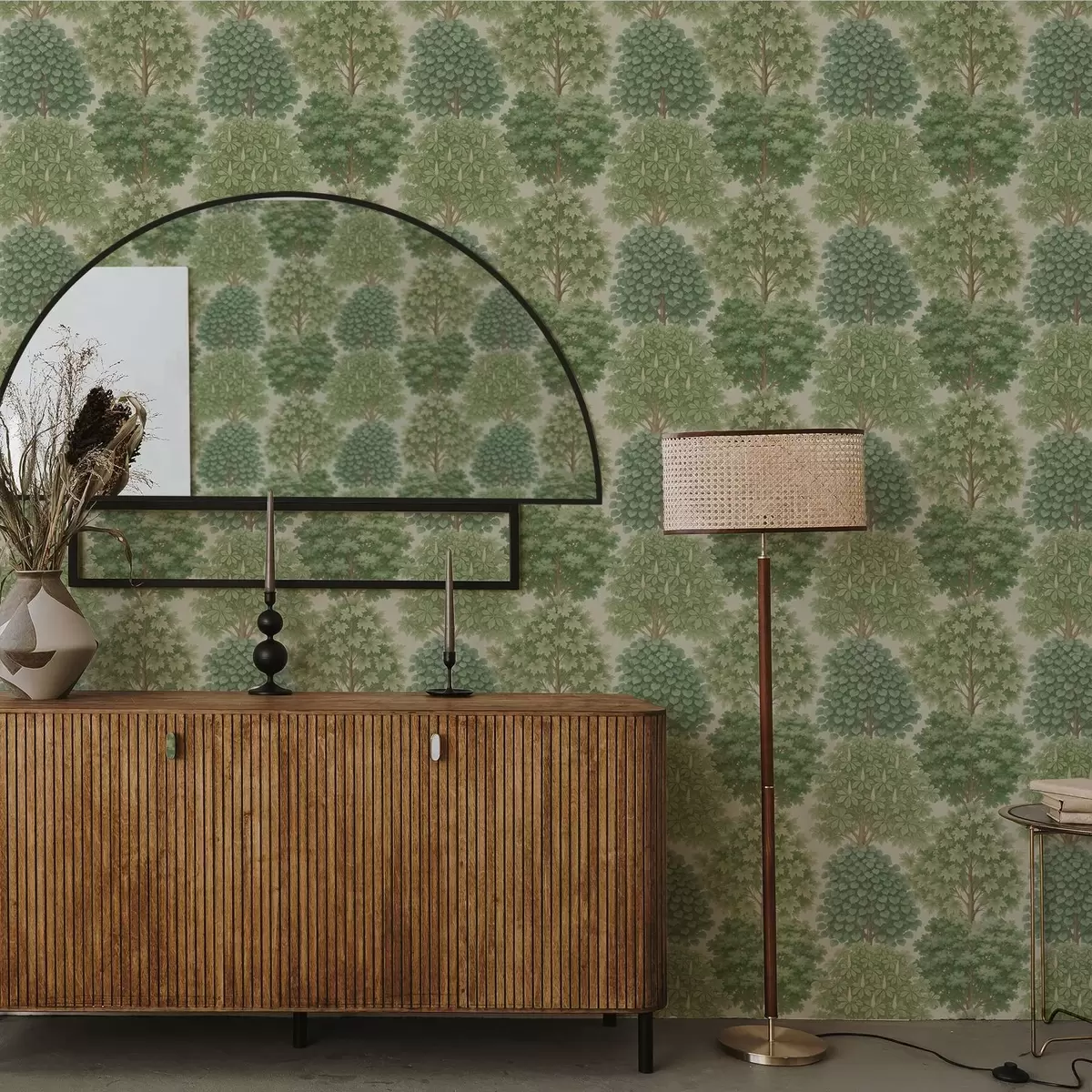 Позадина Башта са дрвећем у меком зеленилу на светлом тлу a00775