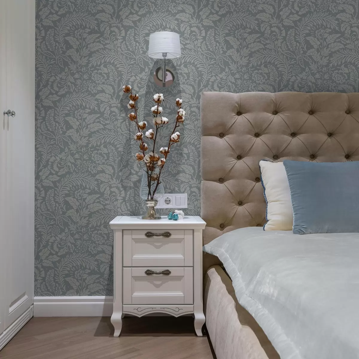 wall murals Монохроматски цветни узорак на сиво-плавој позадини a00859