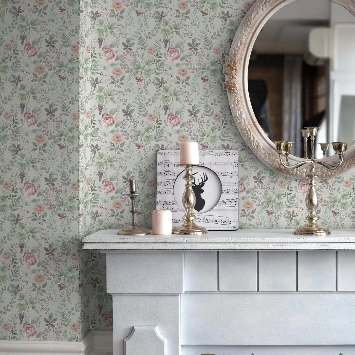 wall murals Пастелна башта са ружама, папратима и грожђем a00867