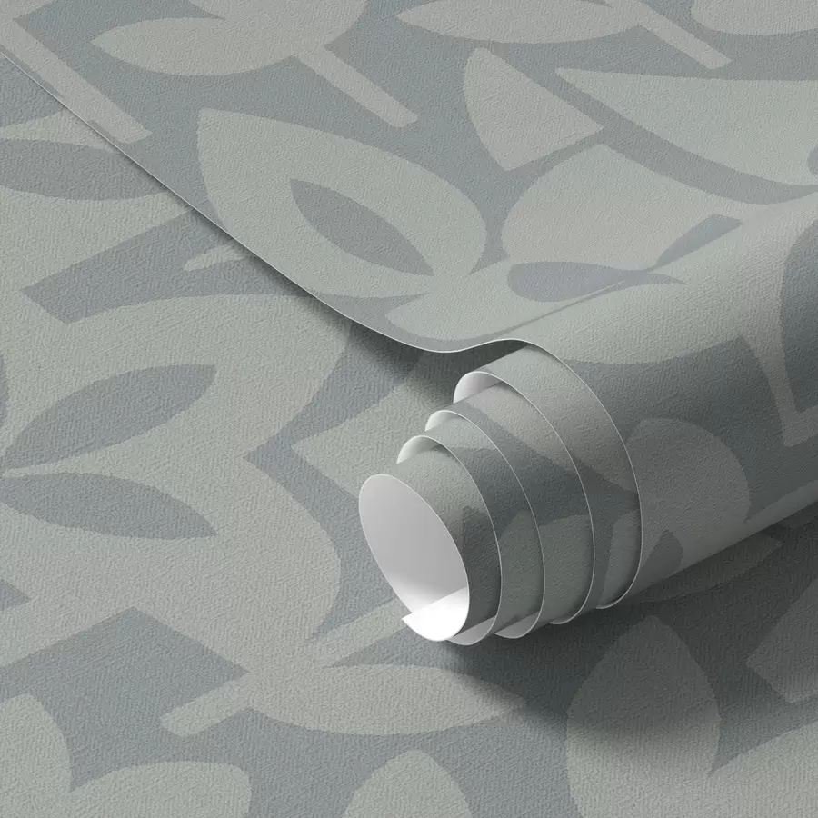 wall murals Геометријске цветне силуете у плавој боји a00875