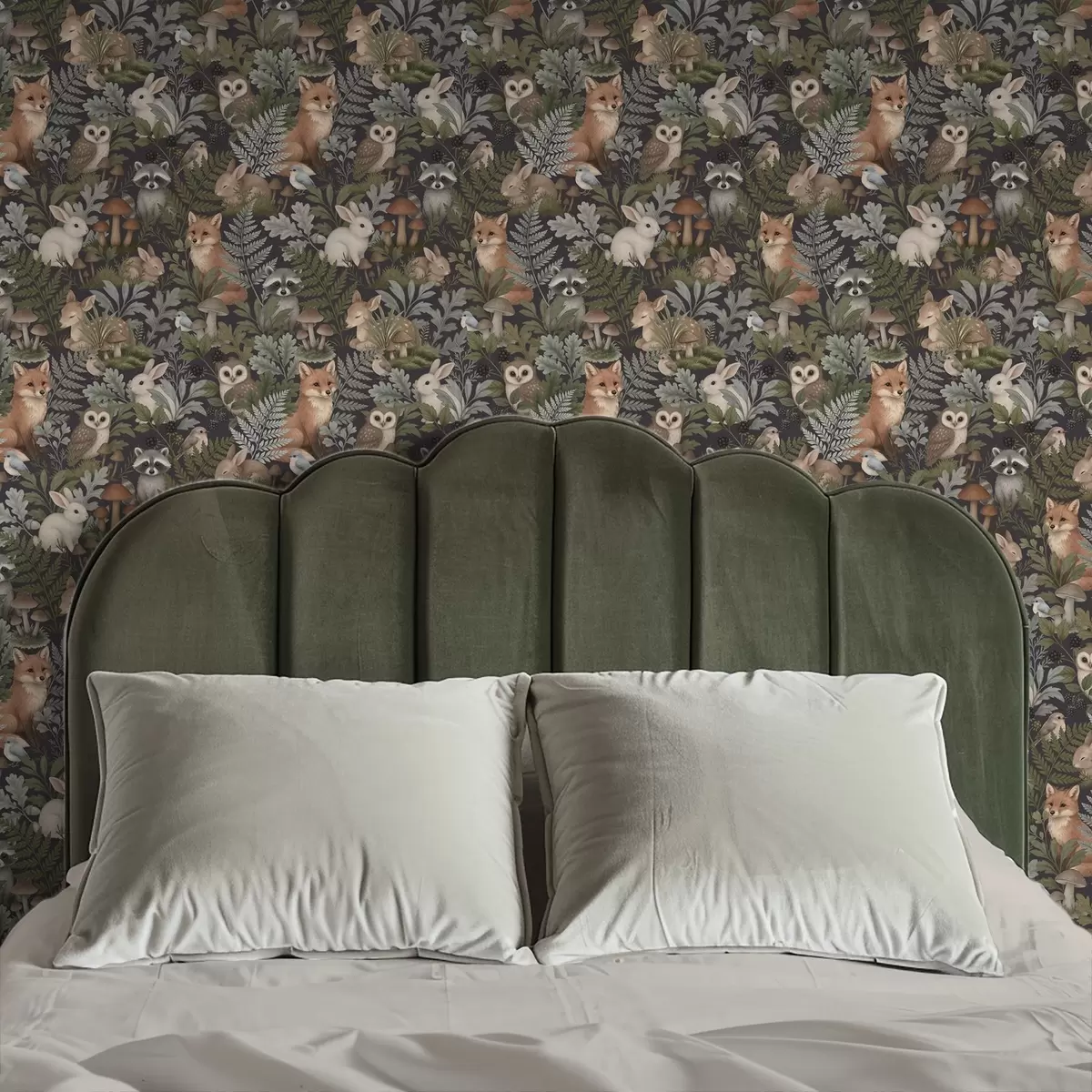 wall murals Шумске животиње и папрати на дубоком угљу a00880