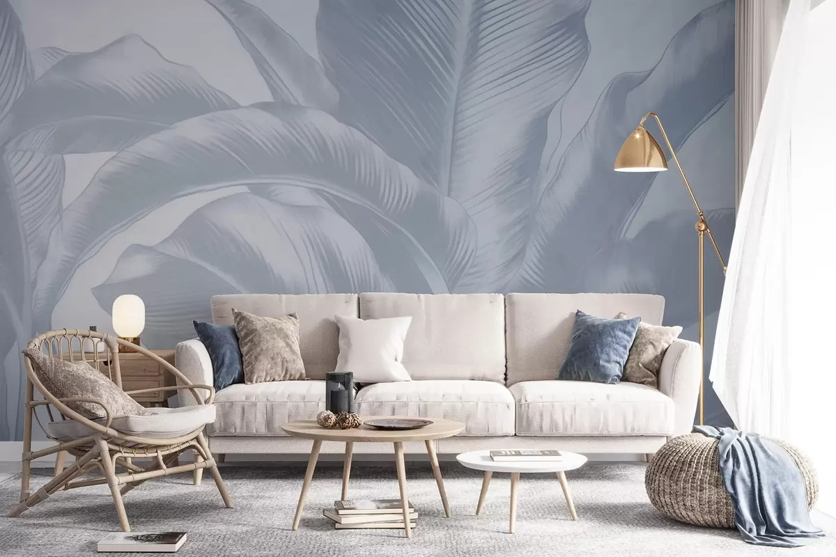 wall murals Дуги листови, листови банане са излизаним ефектом w04827v1