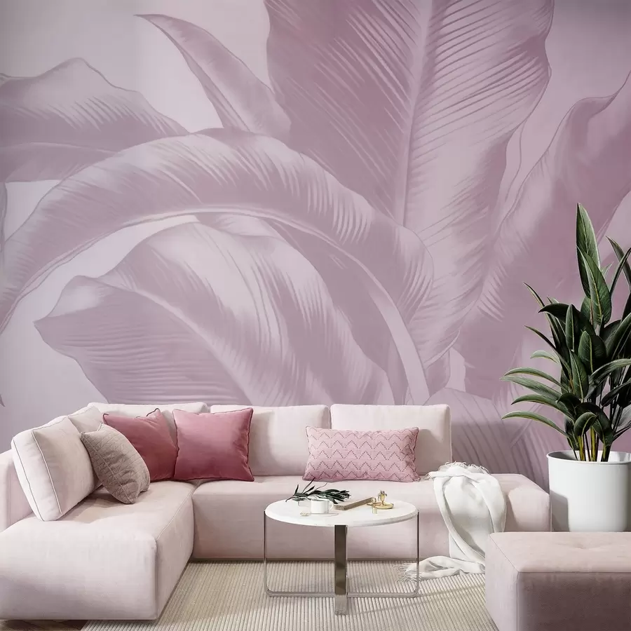 wall murals Дуги листови, листови банане са излизаним ефектом w04827v2