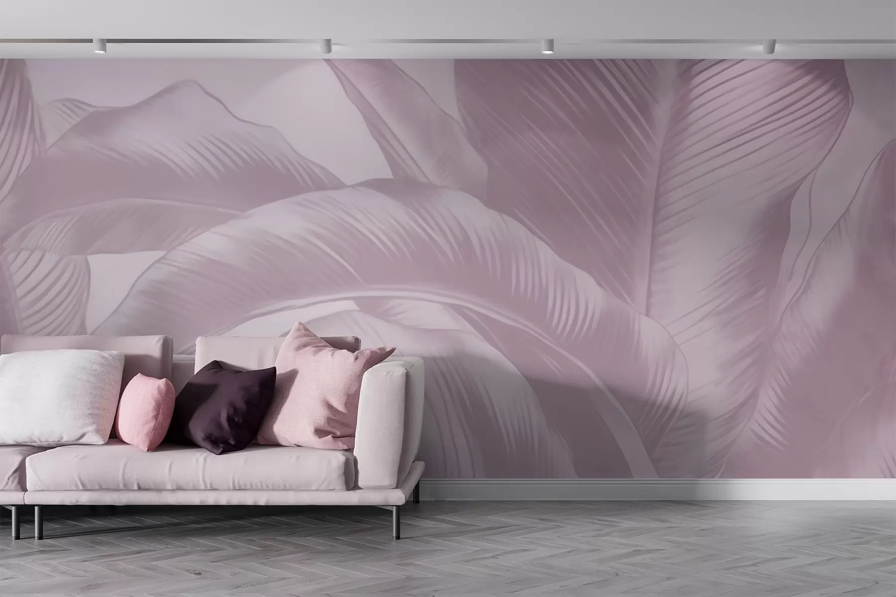 wall murals Дуги листови, листови банане са излизаним ефектом w04827v2