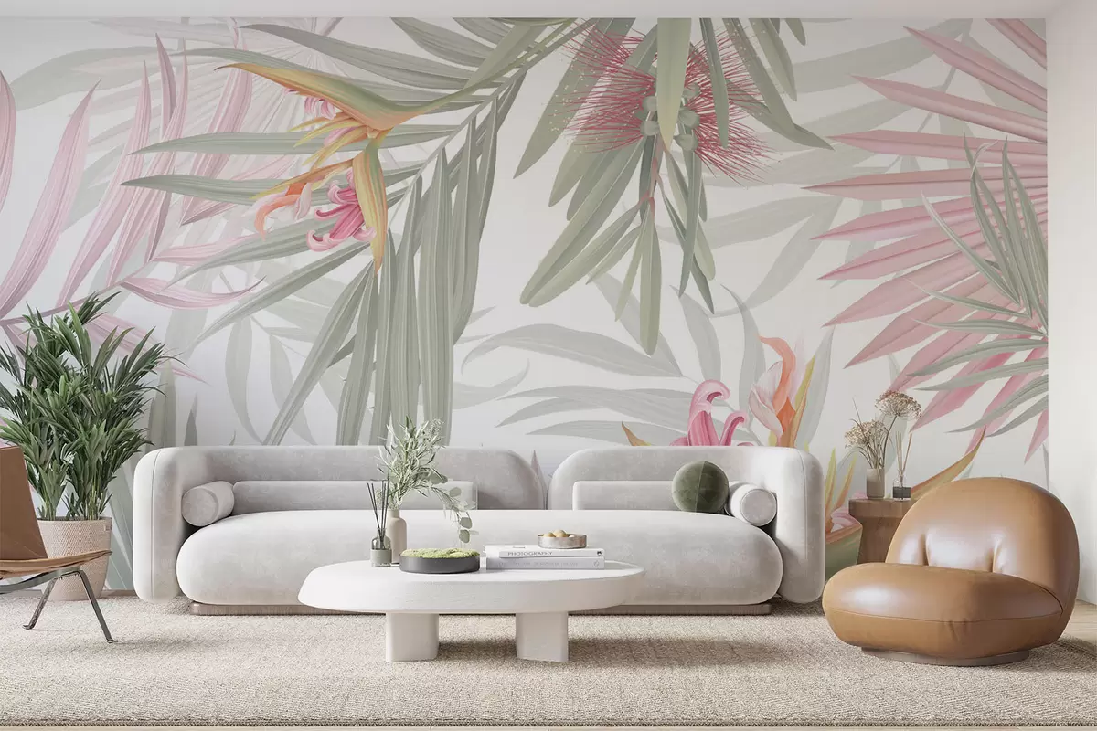 wall murals Стрелиција у палмином лишћу w04896v1