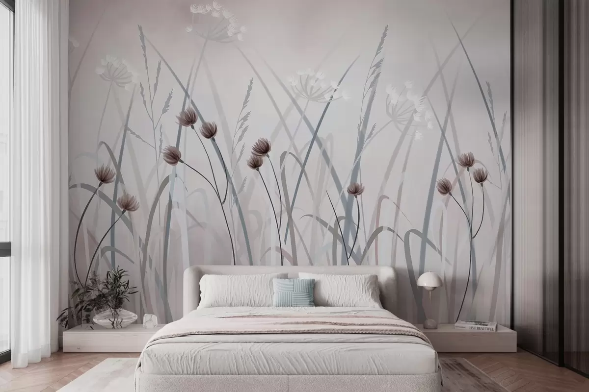 wall murals Осликана трава и цвеће w04900v1