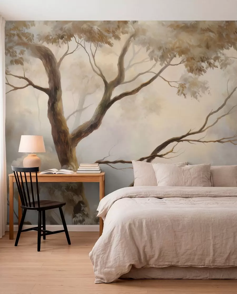 wall murals Шума у лаганој јутарњој магли. Деликатна атмосферска слика у стилу уметничког пејзажа w04817