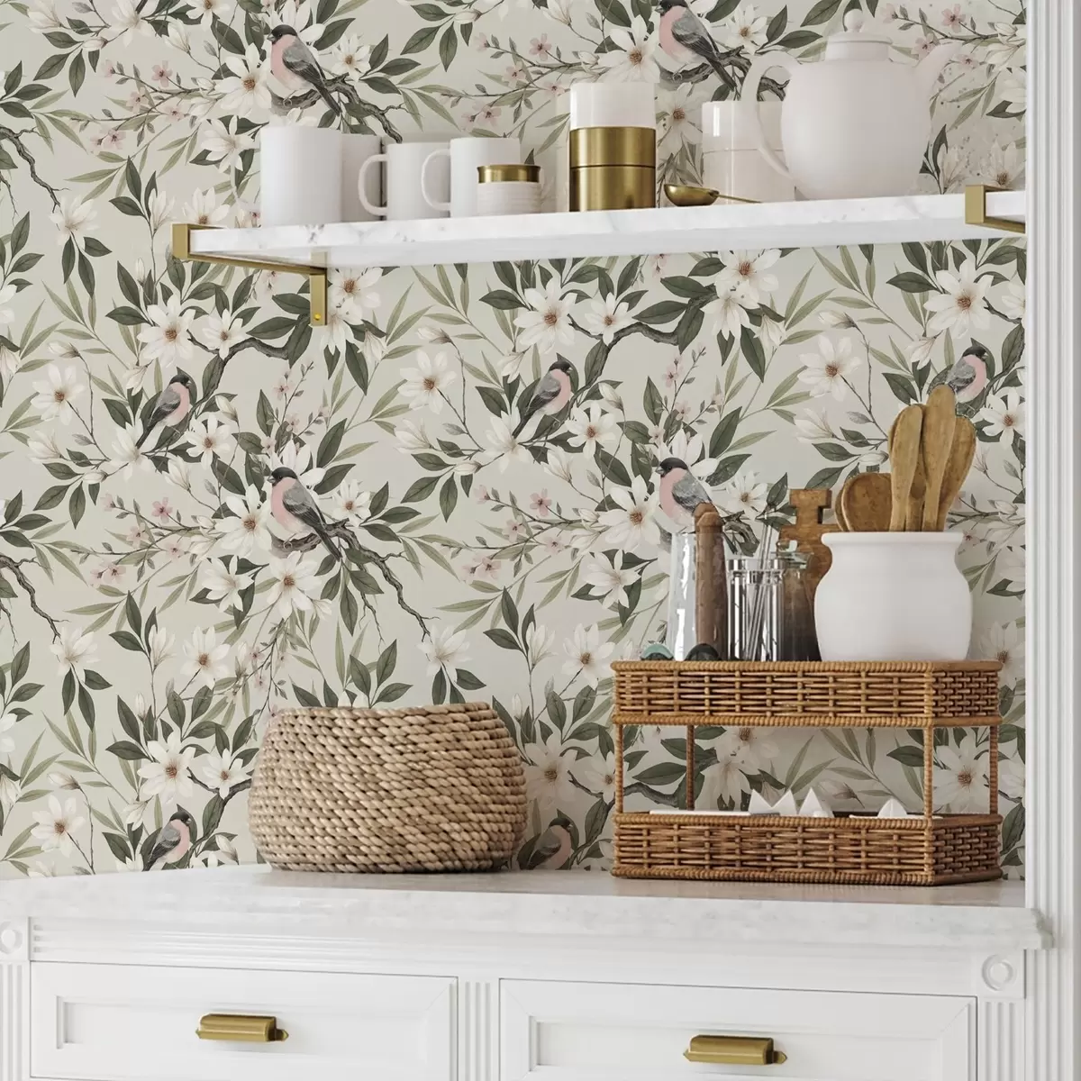 Позадина Зебе са белим грудима на гранама са кремастим цветовима a00889