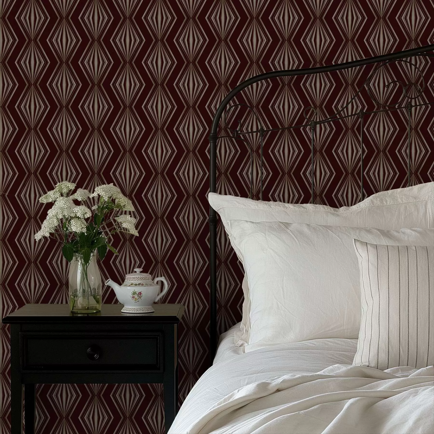 wall murals Дијамантски геометријски узорак на винско-смеђој позадини a00925v1