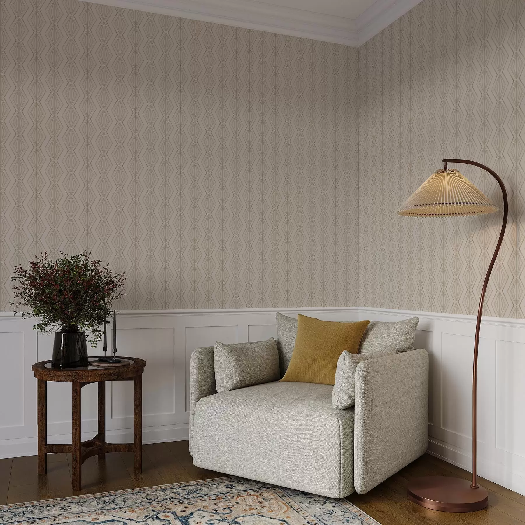 wall murals Светли дијамантски украс у мирним беж тоновима a00925v2