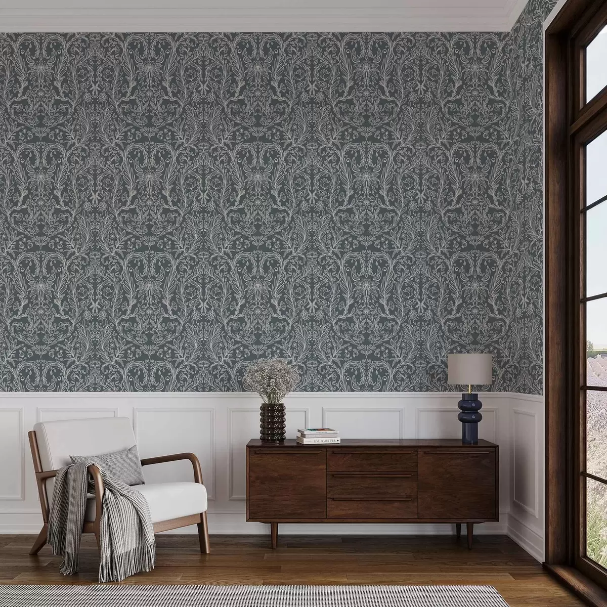 Позадина Линеарни цветни орнамент на плавичасто-сивој позадини a00929v1