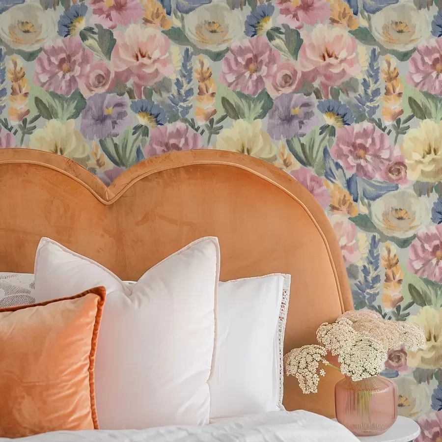 wall murals Пастелно замућено цвеће од четкице, мека палета боја a00954