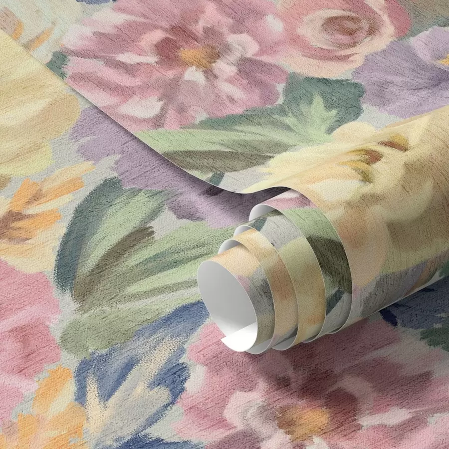 wall murals Пастелно замућено цвеће од четкице, мека палета боја a00954