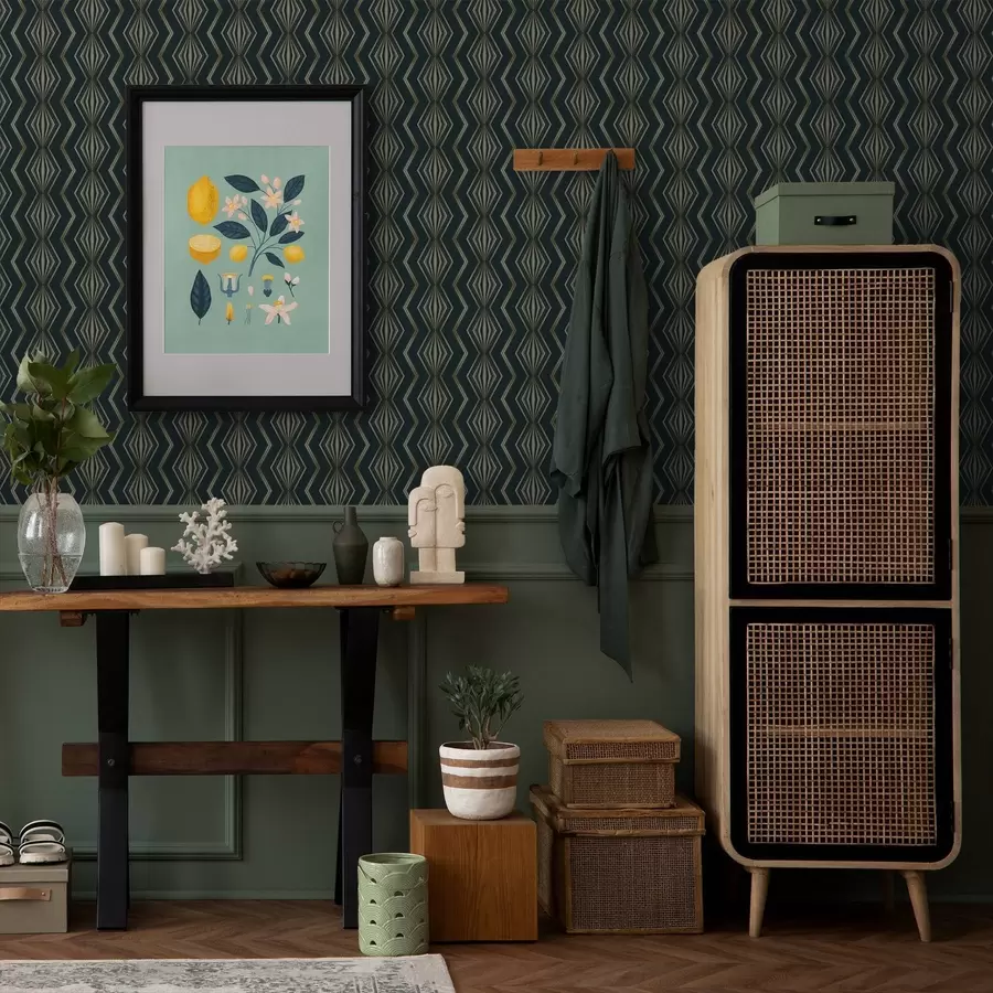 wall murals Тамнозелени дијамантски геометријски узорак a00973v1