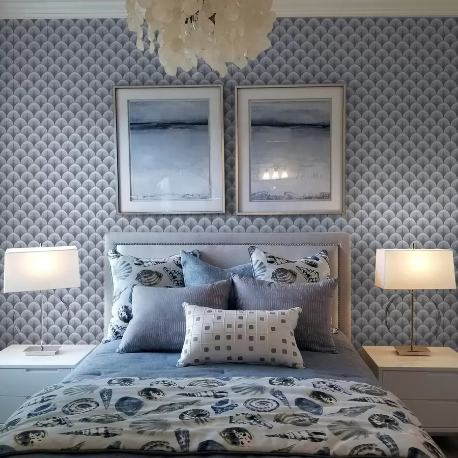 wall murals Плави лепезасти лукови са зрацима на светлоплавој позадини a00978v1