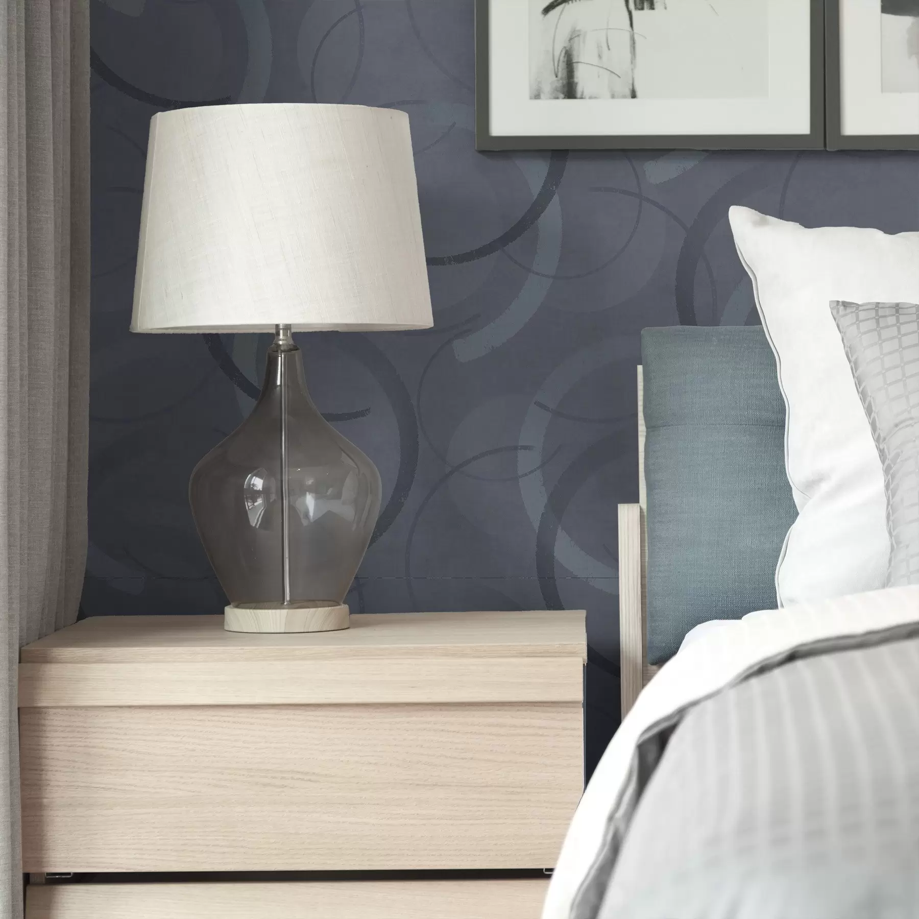 wall murals Полукругови и меки кругови у хладној сиво-плавој палети a00980