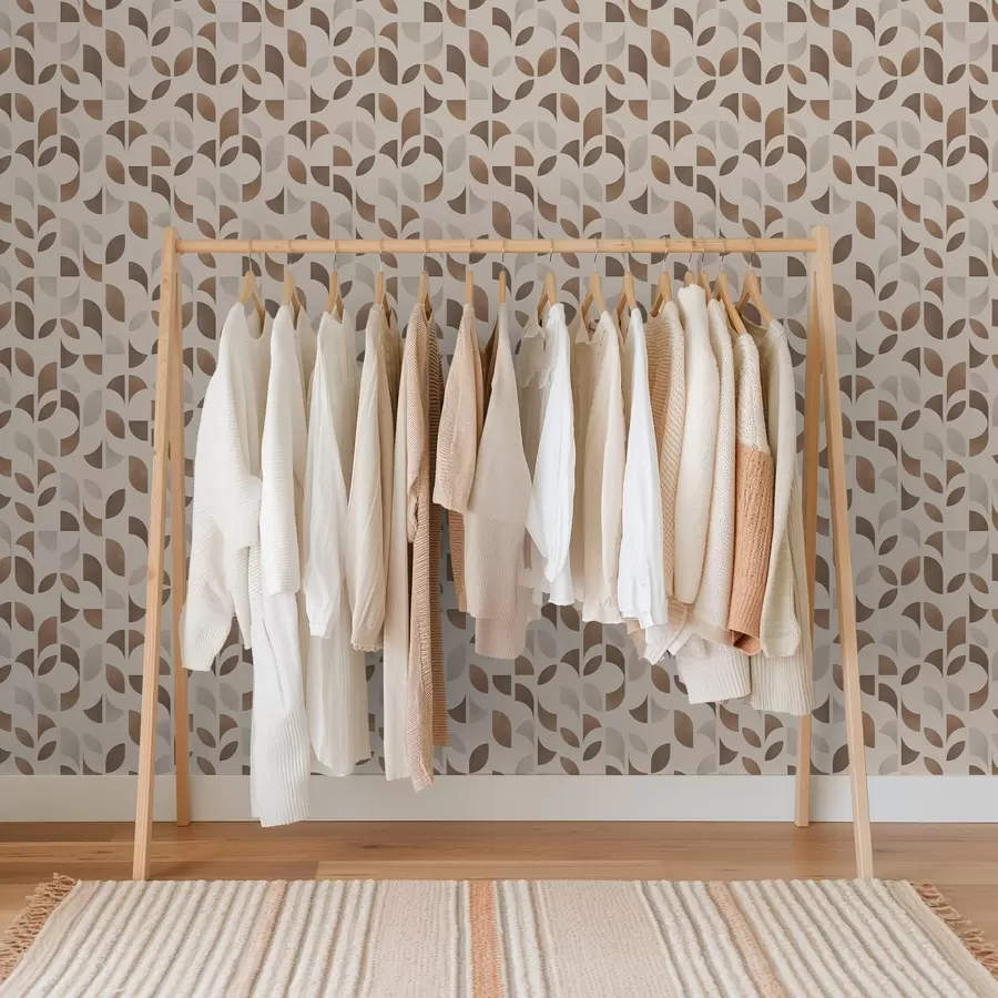 wall murals Ритам полукругова и листова у топлим карамел смеђим тоновима a00986v1