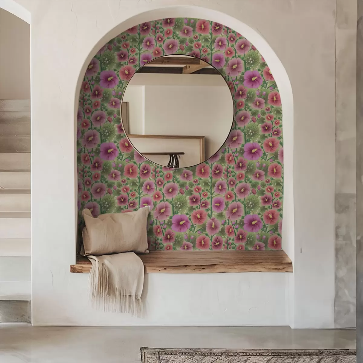 Позадина Велики цветови и листови хибискуса на тамнозеленој позадини a00993