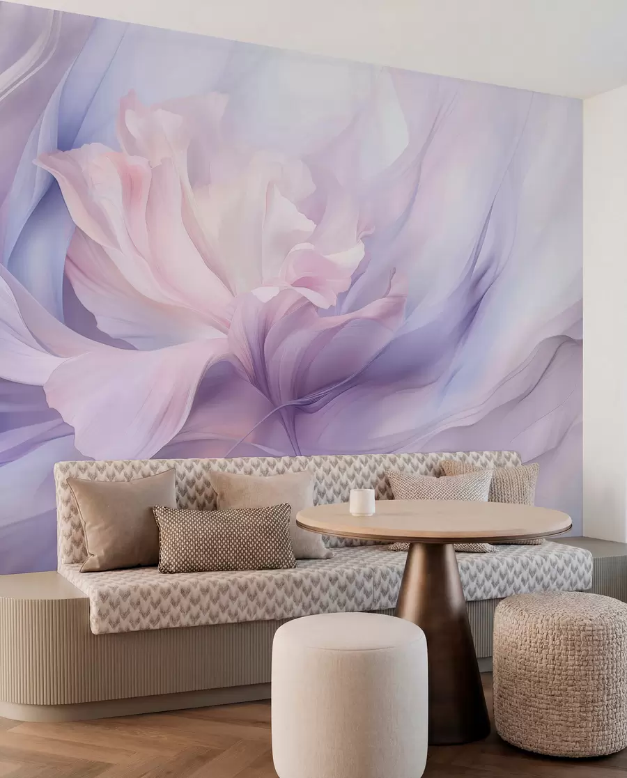 wall murals Нежна измаглица латица: прозрачан цвет у пастелно-јоргованој измаглици w09517