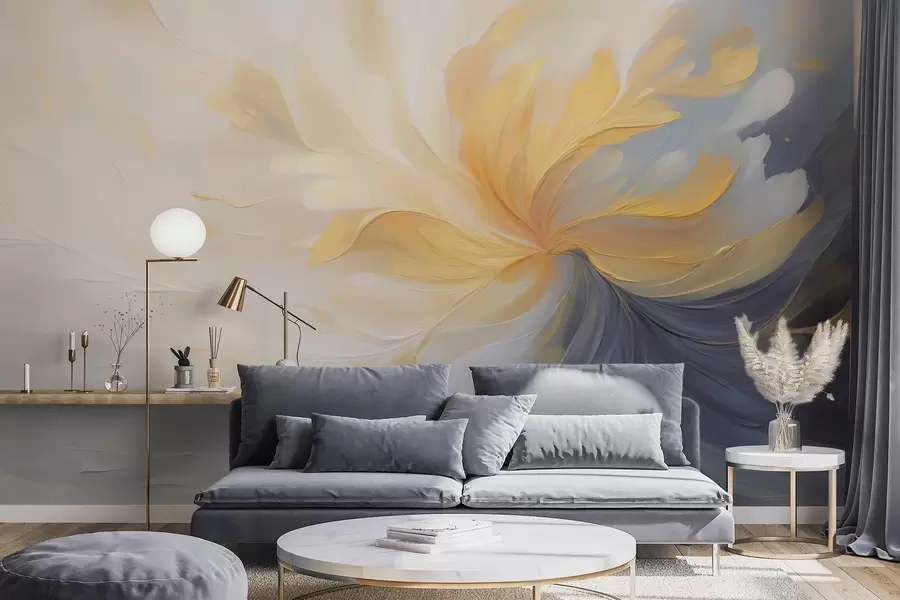 wall murals Апстрактни вртлог жуте и плаве боје w09518
