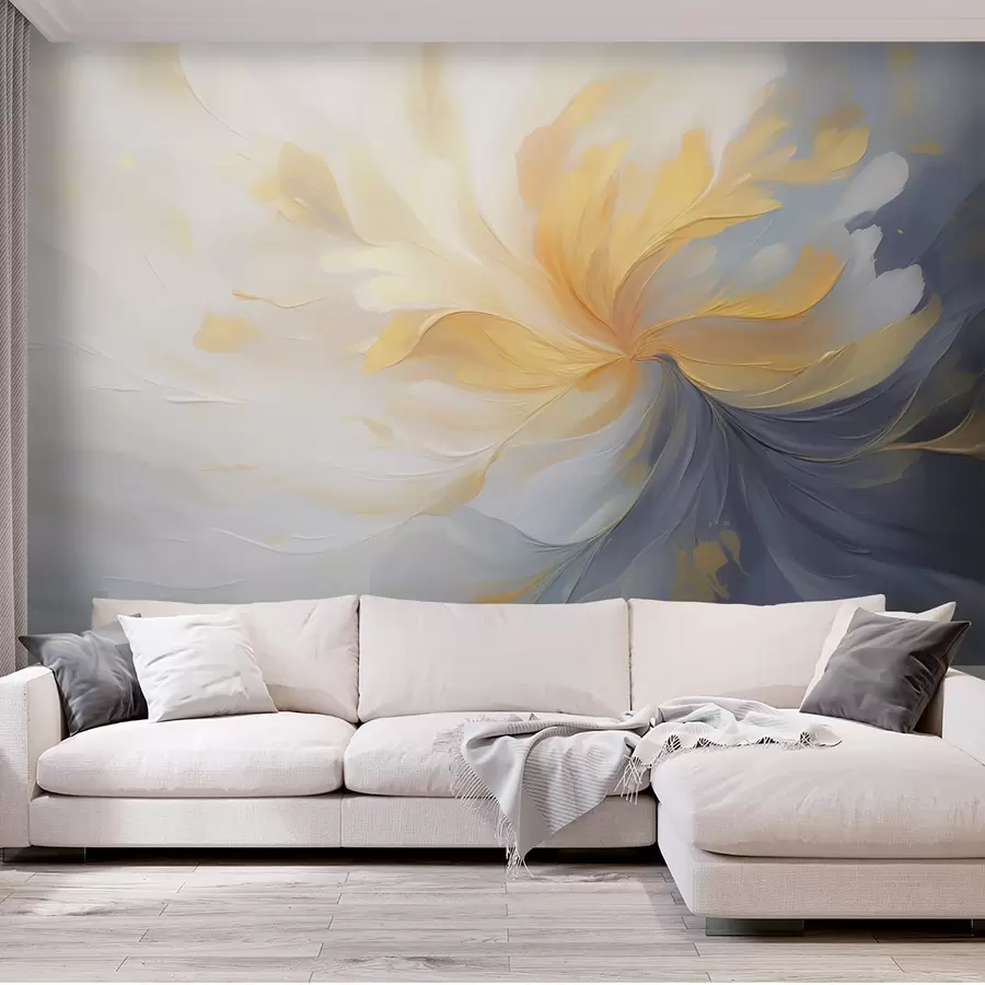 wall murals Апстрактни вртлог жуте и плаве боје w09518
