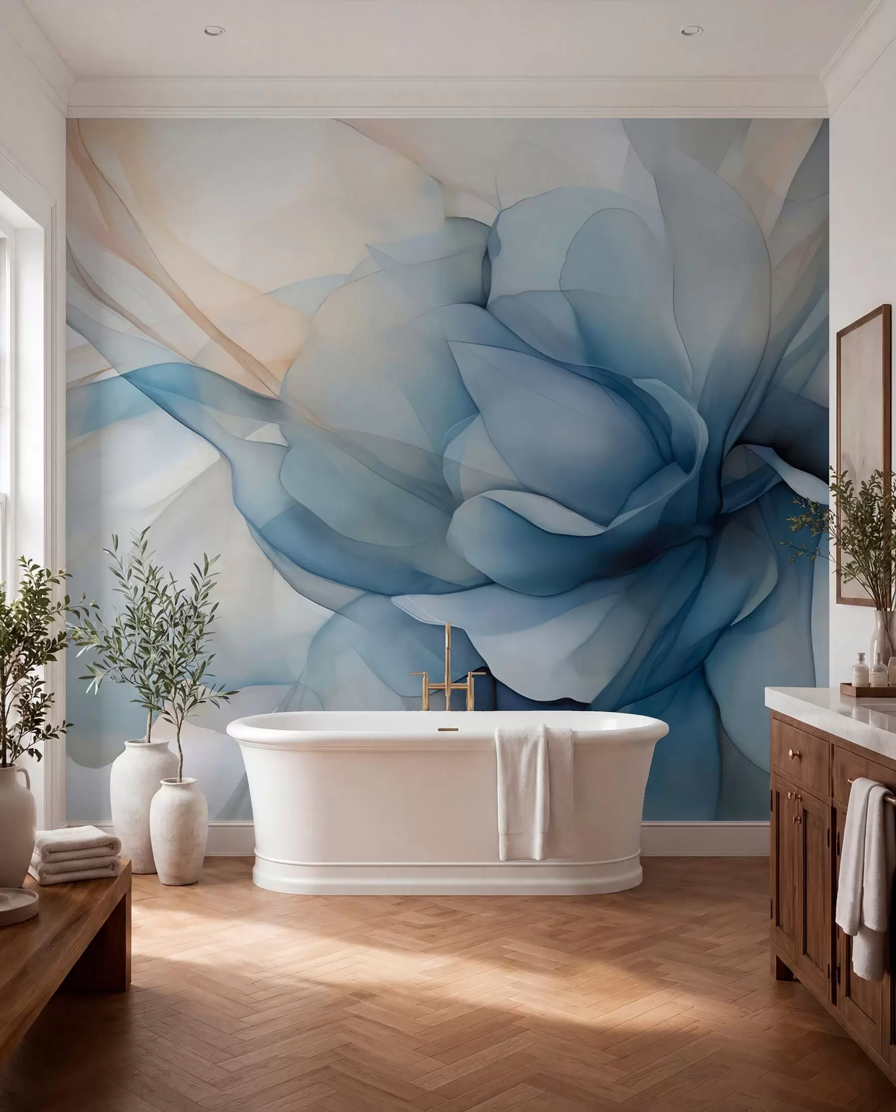 wall murals Cvjet u maglovitoj plavoj w04944