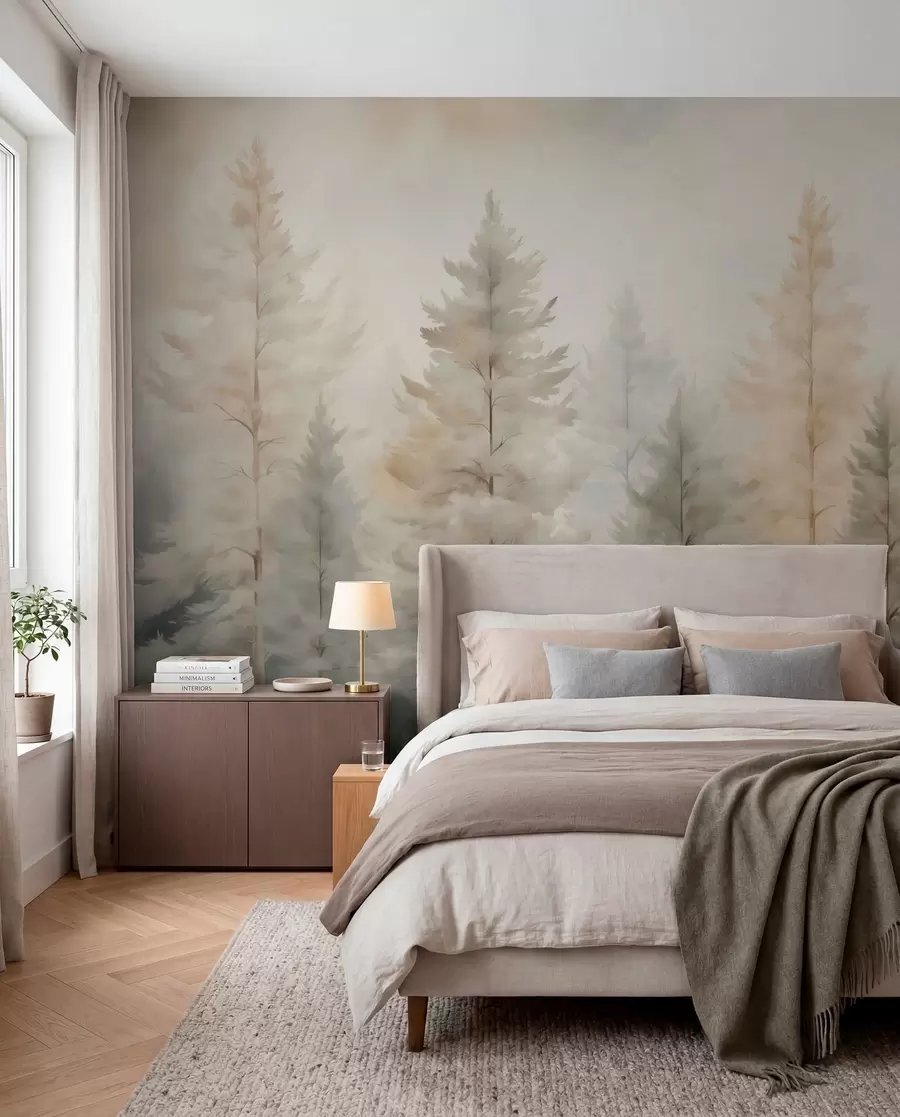 wall murals Četinari u magli w04975