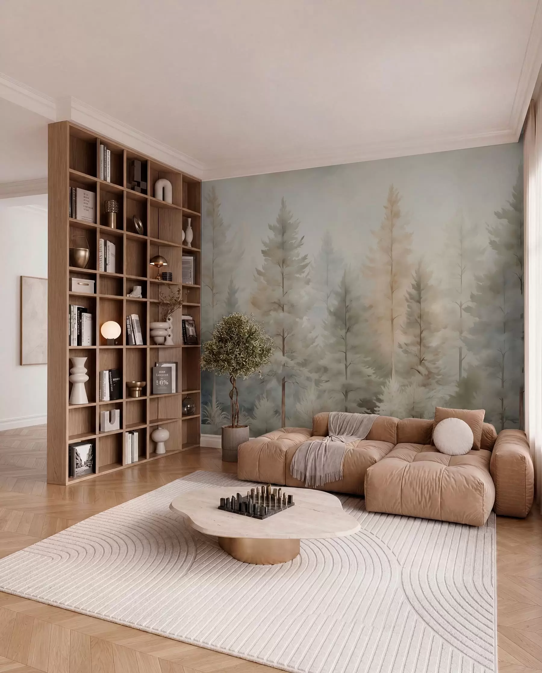 wall murals Četinari u magli w04975