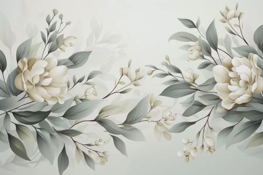 wall murals Лишће са цвећем w04976