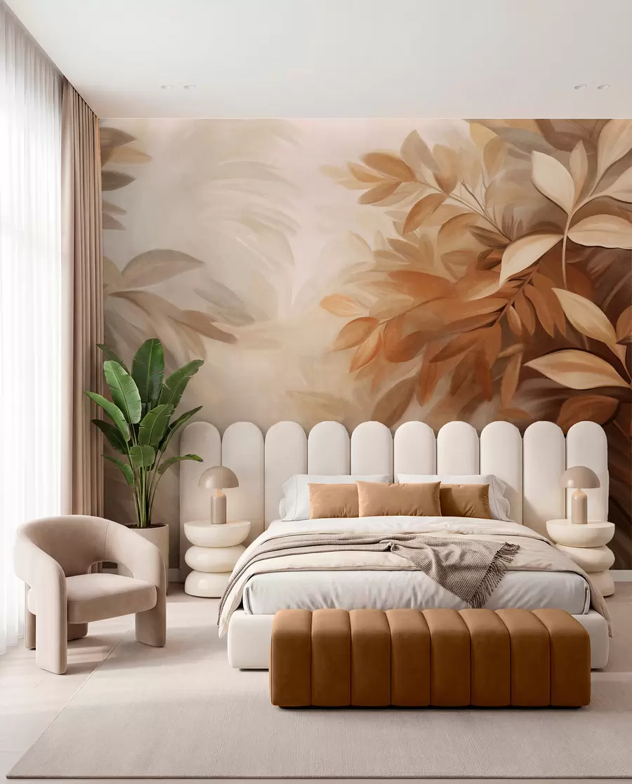 wall murals Lisnate grane u toploj smeđoj w09584