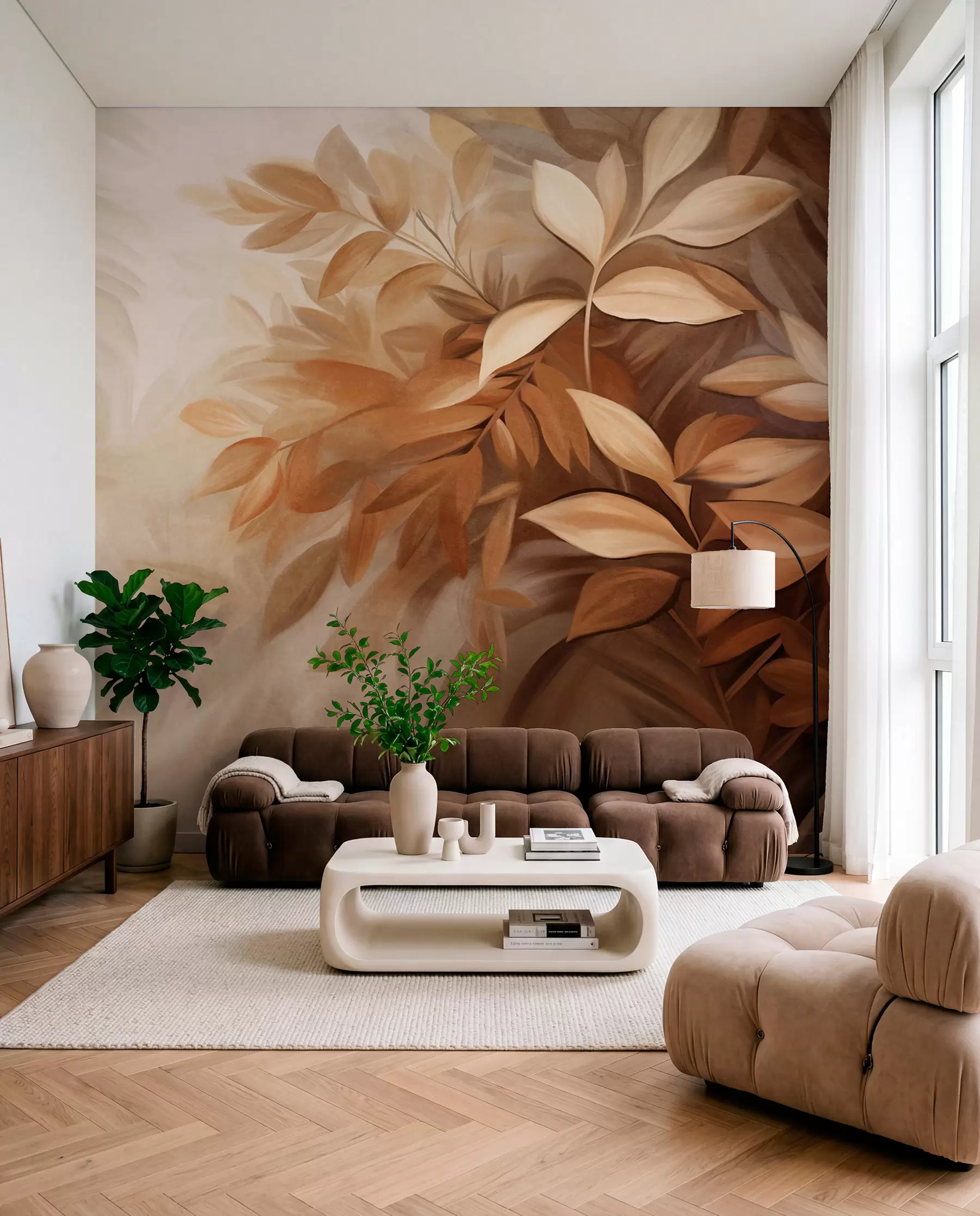 wall murals Lisnate grane u toploj smeđoj w09584