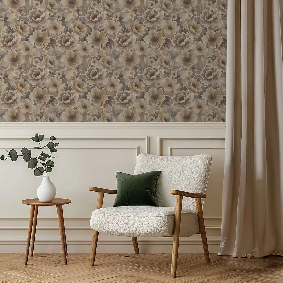 Позадина Сликовито беж цвеће на димљеној апстрактној позадини a00884