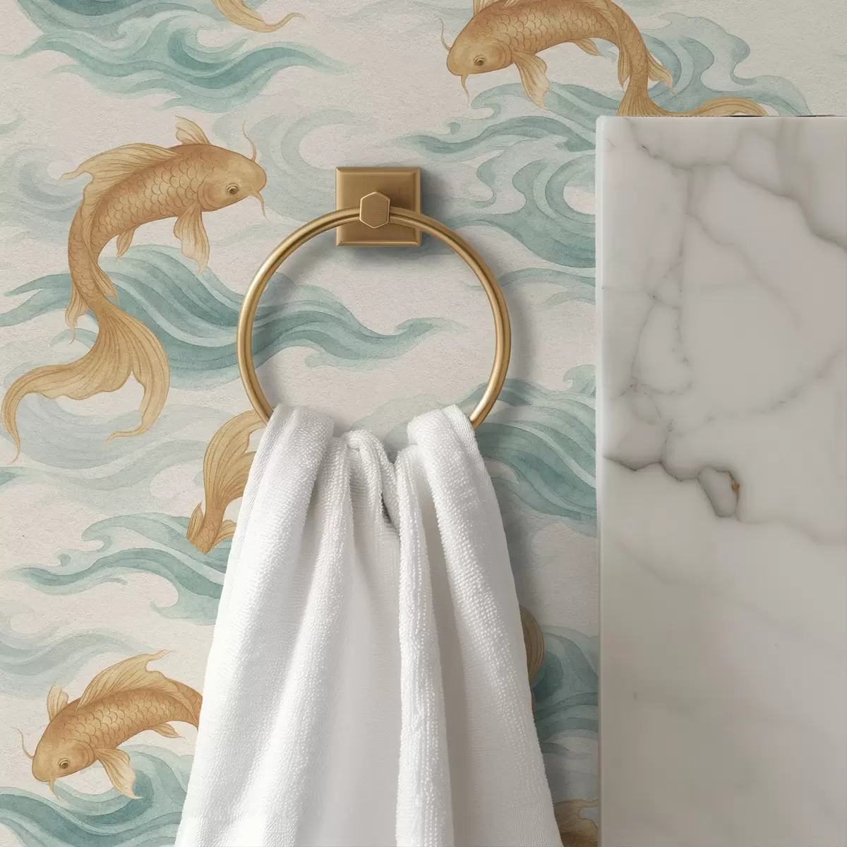 Позадина Ћилибарна кои риба плива међу меким тиркизним таласима a00894