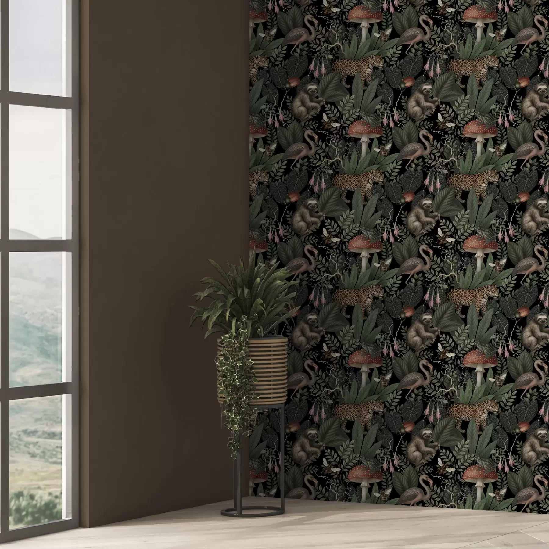 wall murals Ноћни становници џунгле у бујном детаљном зеленилу a00896