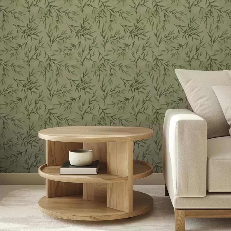 wall murals Гранчице маслине на пригушеном жуто-зеленом текстурираном тлу a00936