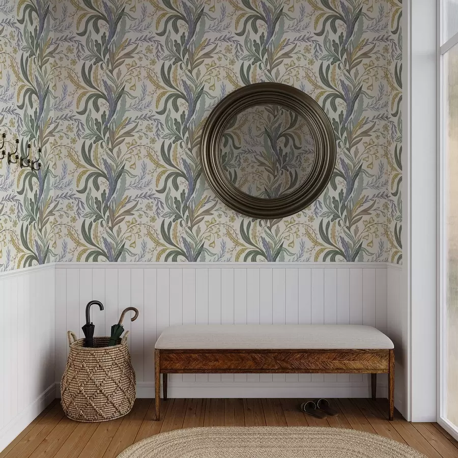 wall murals Бујни цветни орнамент у мекој пастелној палети a00939