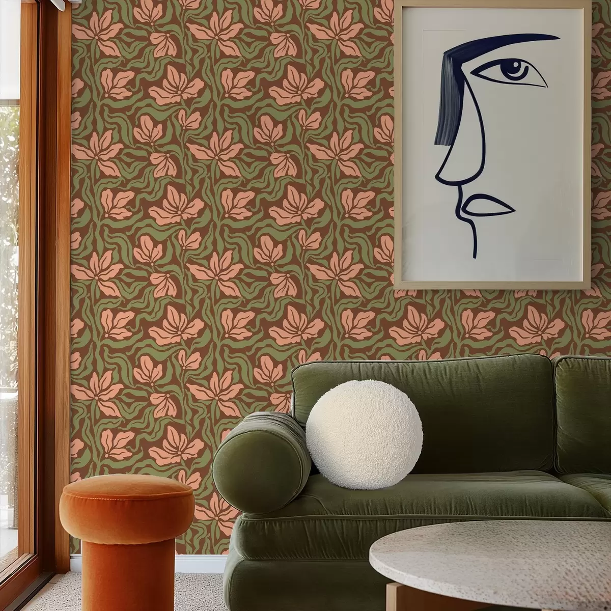 Позадина Цветови брескве и зеленило на тамно смеђој позадини a00958v2